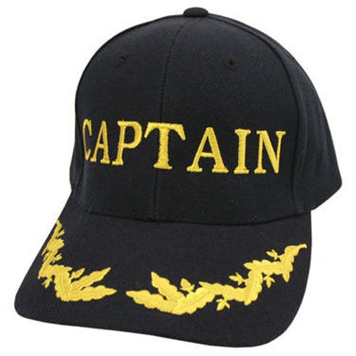 Village Hat Shop Captain Embroidered Ballcap, Navy Adjustable Cotton Baseball Cap