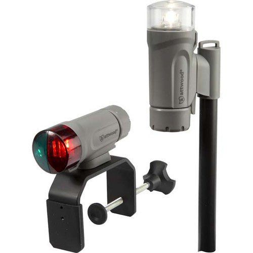 Attwood Portable LED Navigation Light Kit, Telescoping C-Clamp Mount, Marine Gray, 14194-7