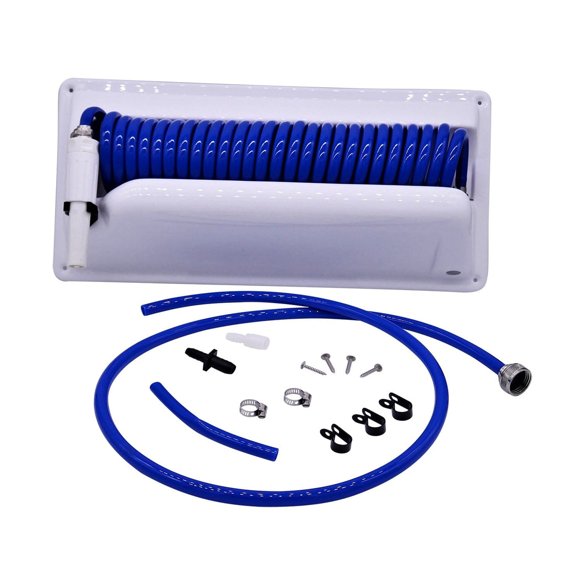 T-H Marine WDHH-25 Wash Down Hose Holder Station - 25' Hose and Nozzle, Blue or White