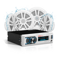 Boss Audio Systems MCK632WB.64 Marine Stereo Package with 4 White 6.5 Inch Speakers, Bluetooth, Single DIN