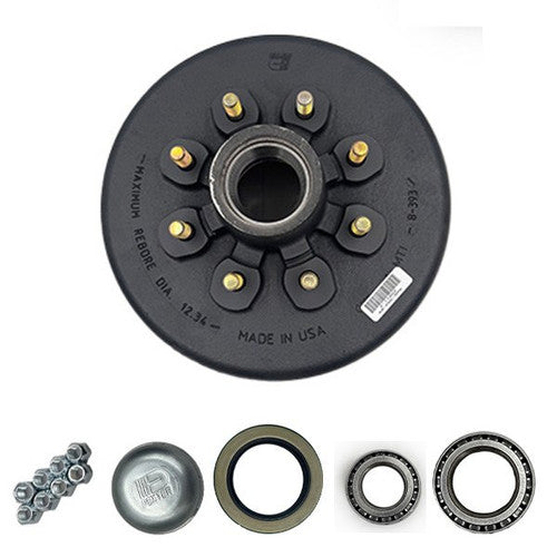 Dexter Trailer Hub Kit 008-393-91, 7,200 lb Capacity, 9/16 Inch Studs, Grease Lubrication with Cone Nuts