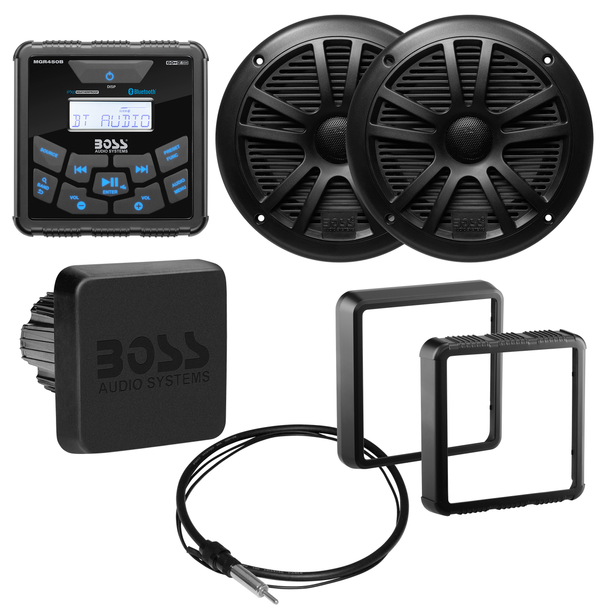 Boss Audio Systems MCKGB450B.6 Marine Gauge Bluetooth Receiver with 6.5 Inch Speakers, IPX6 Weatherproof, NOAA Weather Band