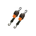 CargoBuckle Mini Ratchet Tie-Down Straps, 1 Inch x 72 Inch, Dual S-Hooks, Pair - F111640