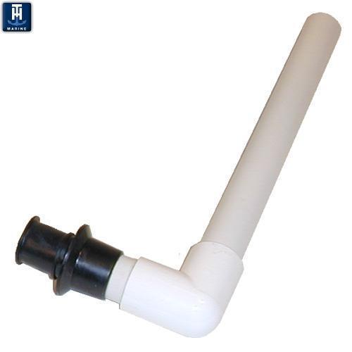 T-H Marine ODT-190 Overflow Drain Tube, 90 Degree, Fits 1-1/8 Inch Thru-Hull Fittings, 12 Inch Push-In Vinyl/PVC Tube, White