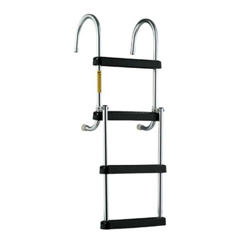 Garelick 12350-21 Removable Folding Pontoon Boarding Ladder with Deck Mounting Cups, 4-Step