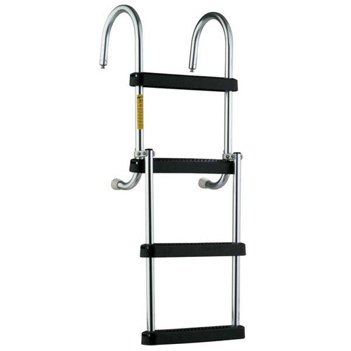 Garelick 12350 2-4 Step Folding Pontoon Ladder, Anodized Aluminum, Side Gate Deck Mount