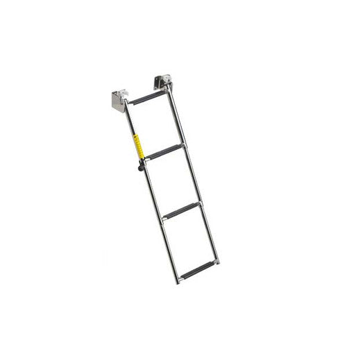 Garelick Telescoping 4-Step Transom Ladder, 304 Stainless Steel, 400 lb Rated, Model 19684