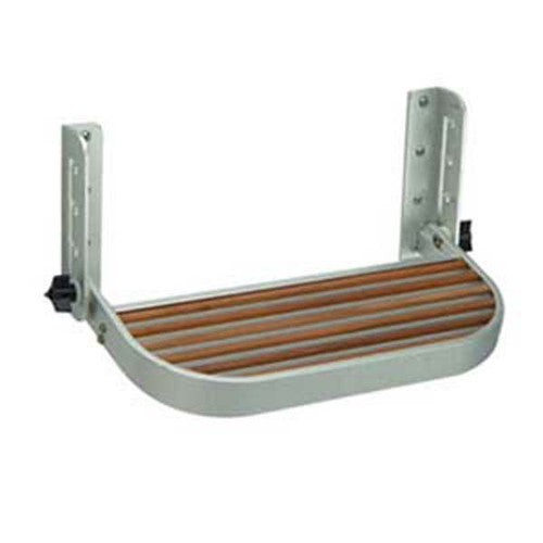 Garelick Adjustable Footrest with Teak Insert - 4-Position Aluminum Boat Footrest