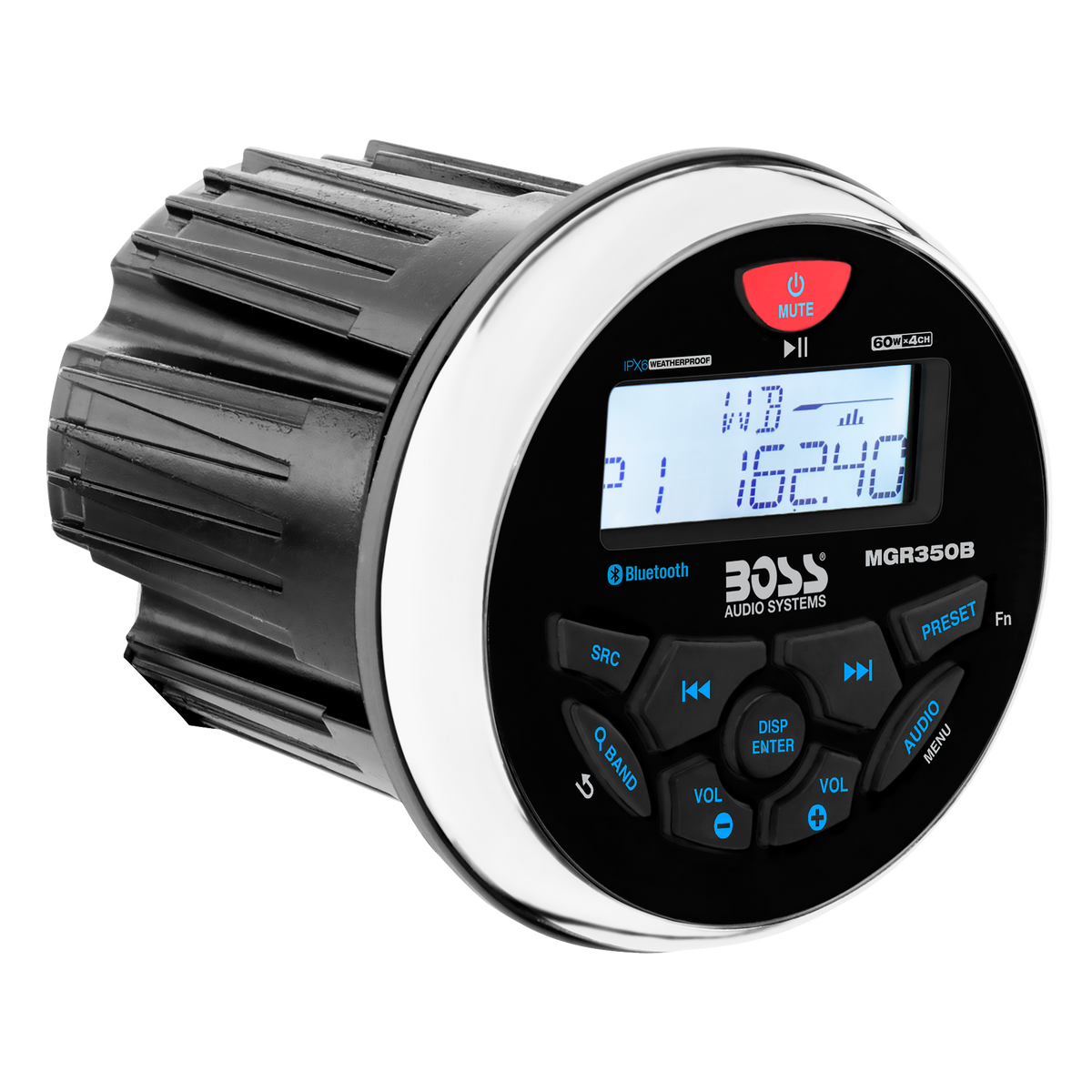 BOSS Audio Systems MGR350B Marine Gauge-Style Bluetooth Stereo Receiver with Built-In 4-Channel Amplifier