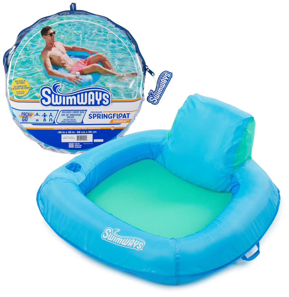 SwimWays Spring Float Recliner Pool Float, Ultra Blue and Magenta