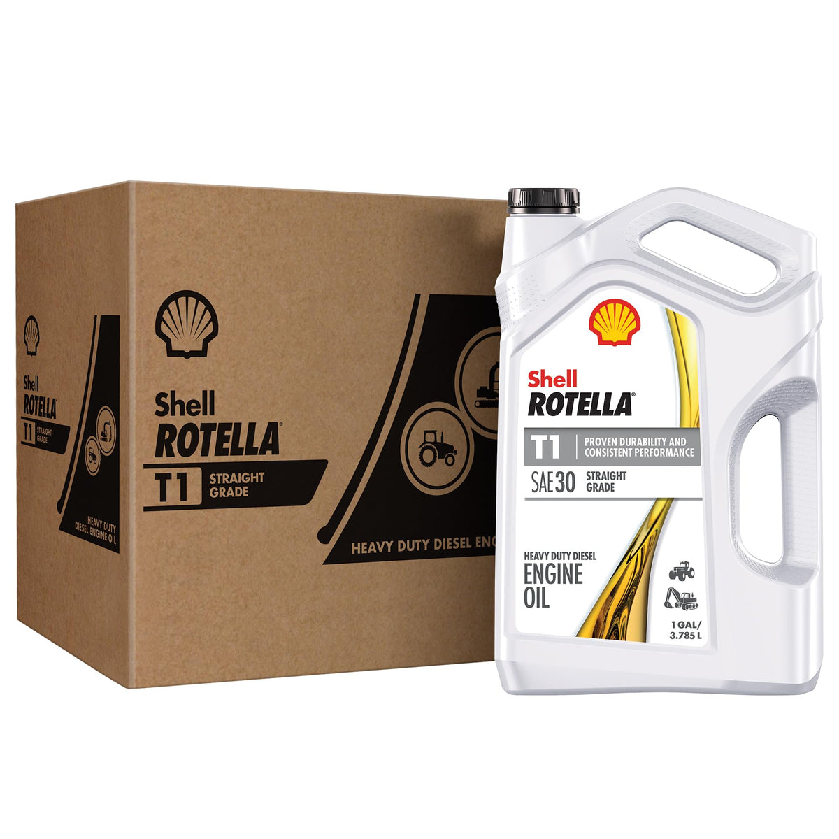 Shell Rotella T1 30W Single-Grade Motor Oil, CF/SL Rated - Available in 1 Quart to 1 Gallon
