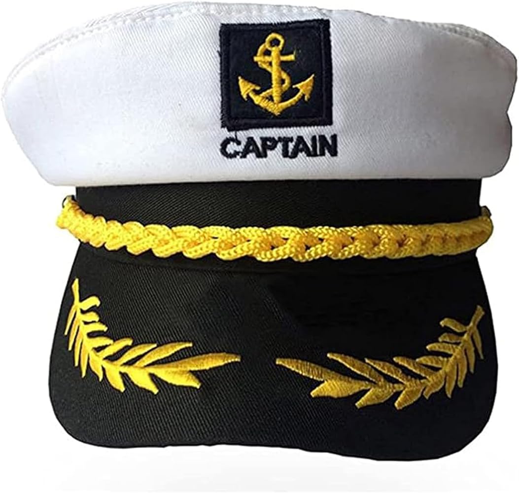 Village Hat Shop Yacht Cap - Classic Nautical Captain's Hat, White or Navy