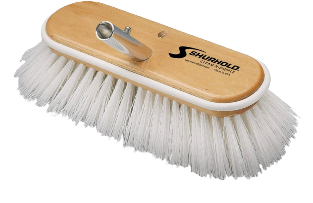 Shurhold Deck Brush 990, 10 Inch Xtra Stiff Bristle Head, White