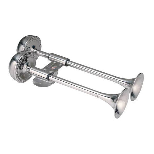 AFI Stainless Steel Dual Trumpet Electric Boat Horn, 12 Volt, 110 dB