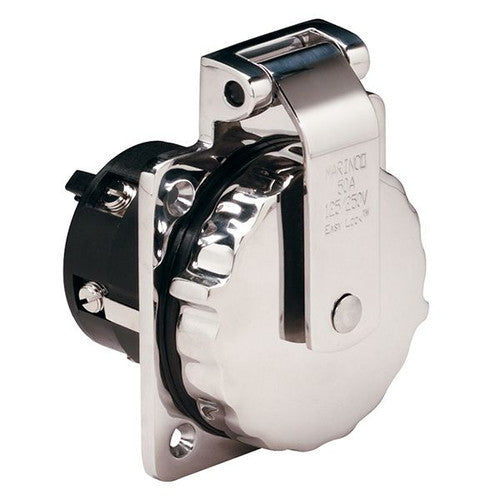 Marinco 6373EL 50 Amp 125/250V Stainless Steel Shore Power Inlet, Round, Male, No Enclosure