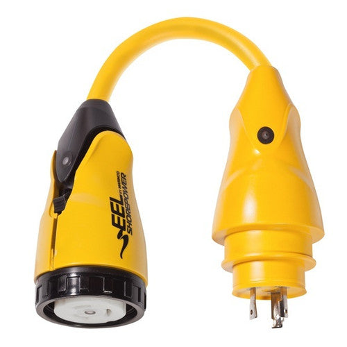 Marinco P30-504 Eel Pigtail Adapter, 30A 125V Male to 50A 125/250V Female Locking Shore Power Dock Adapter