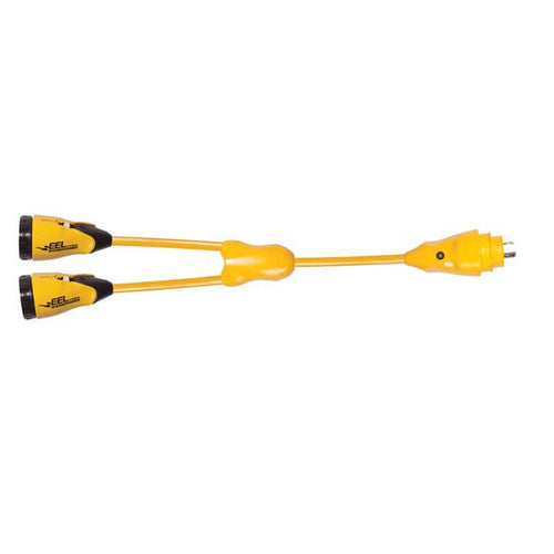 Marinco Y30-2-30 EEL Y Adapter, 30 Amp 125V Male to Two 30 Amp 125V Female Shore Power Splitter