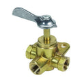 Moeller 033305-10 Brass 3-Way Fuel Tank Click Valve, 1/4 in. NPT with Detent