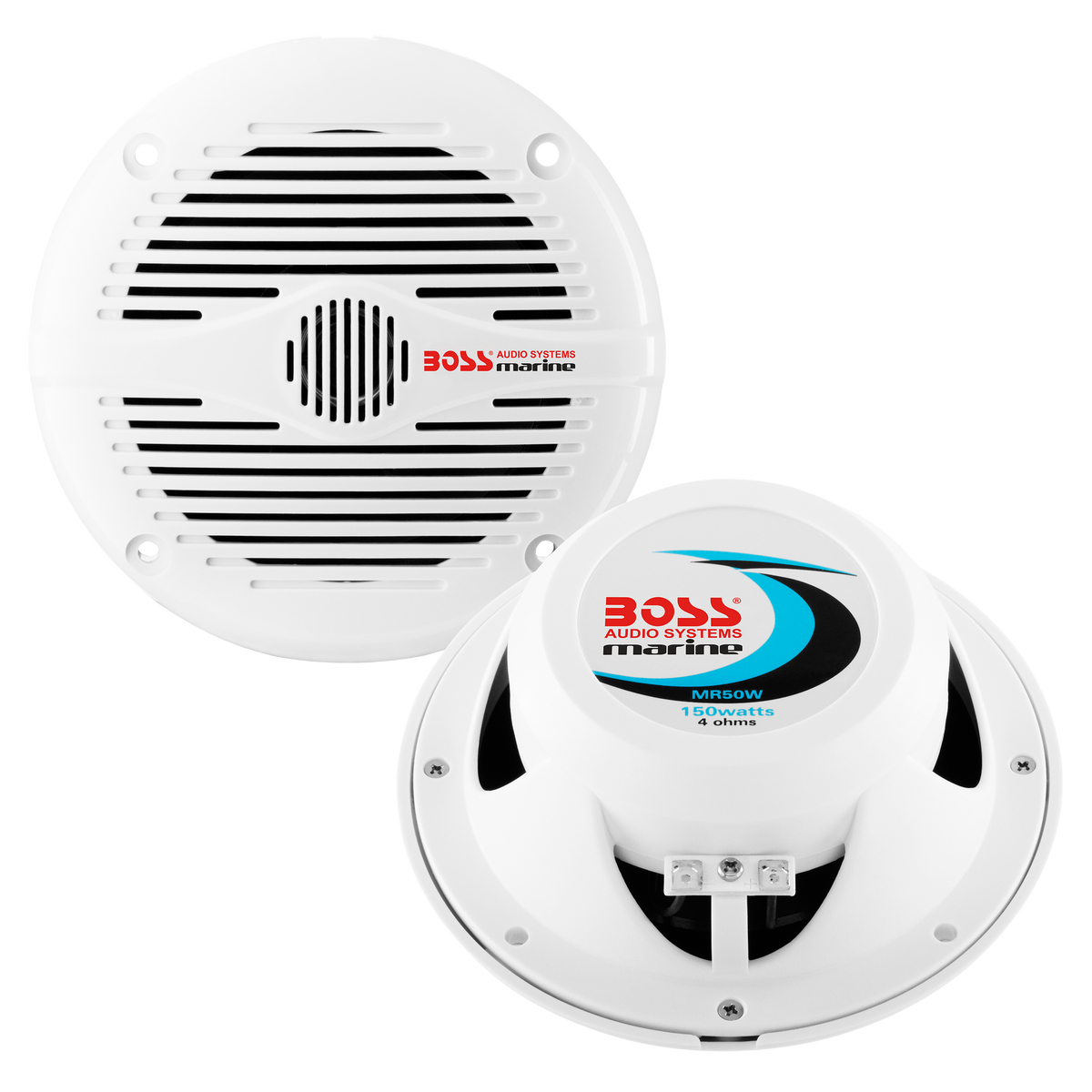 Boss Audio MR50 5.25" Marine Speakers, 150W Coaxial 2-Way, Weatherproof (Pair) - Black or White