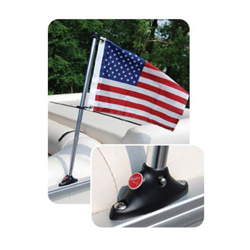 Taylor Made 922 Pontoon Flag Pole, 30 Inch with Mount and 16 x 24 Inch Flag