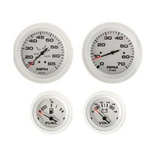 Sierra 68387P Arctic Instrument Set for Inboard/Sterndrive Boats, Tachometer, Speedometer, Fuel and Voltmeter Gauges