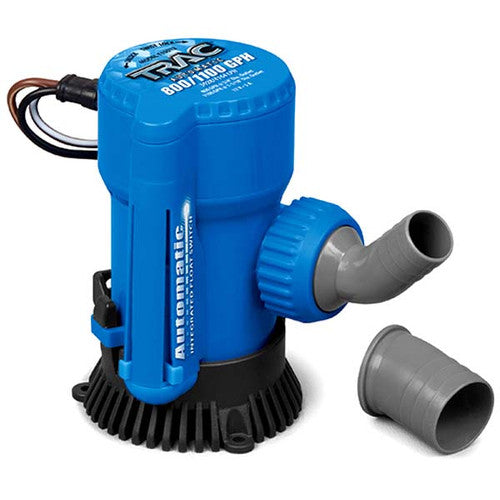 TRAC Automatic Bilge Pump, 800/1100 GPH, 3/4 Inch and 1-1/8 Inch Outlet, Model 69311
