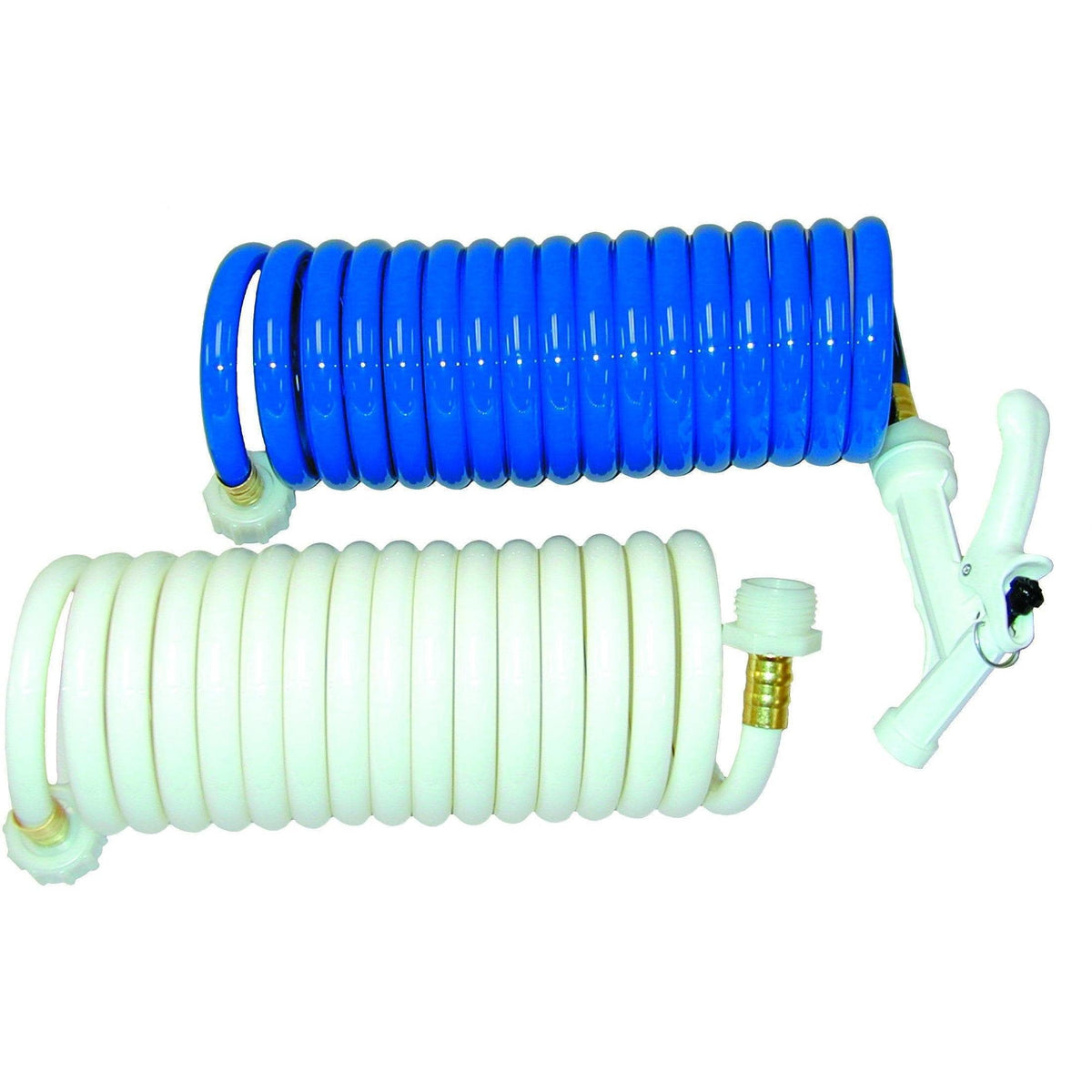 T-H Marine WDH-15W-B Coiled Wash Down Hose, 15 Feet, White, with Pistol Grip Nozzle