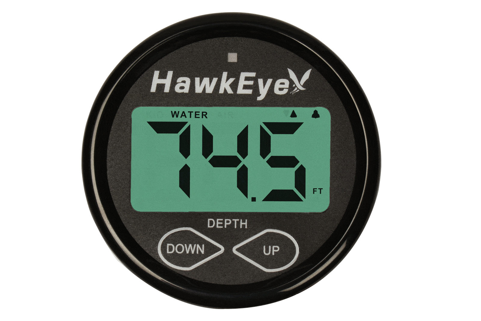 Hawk Eye Electronics DepthTrax Depth Sounder with Air and Water Temperature, 600 Feet - Transom Mount or Glue-In-Hull