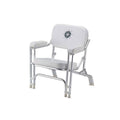 Gen3 Marine Padded Aluminum Folding Deck Chair with Compass Logo, White Vinyl
